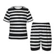 thumbnail image 1 of Balery Black And White Stripes Conjunto de Pijama Infantil de Manga Corta con Estampado – Ropa de Dormir de Algodón Suave-3X-Large, 1 of 6