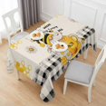 thumbnail image 6 of Yellow Gnomes Table Cloth Waterproof Tablecloths, Vintage Daisy Honey Plaid Flower Tablecloth Dining Table Cover for Kitchen Party Tabletop Outdoor, Rectangle Tablecloth 60x120 Inch, 6 of 9
