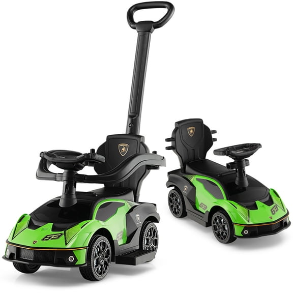 CIPACHO 3-in-1 Licensed Lamborghini Ride on Push Car with Handle Guardrail, Boys & Girls Gifts for Birthday, Green