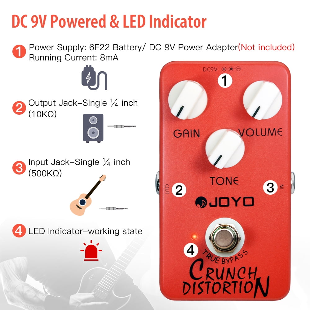 JOYO JF-03 Crunch Distortion Guitar Pedal British Marshall Classic Rock Distortion