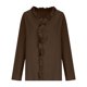 thumbnail image 5 of Craaazy Women's Relaxed Fit V Neck Blouse, Solid Color Long Sleeve Ruffle Accent Top, Loose Comfy Cotton Linen Tee for Work & Daily Wear Gifts, 5 of 6
