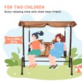 thumbnail image 3 of Outsunny Kids Patio Swing, Adjustable Canopy Swing Glider, Kids Outdoor Swing Chair with 2 Seats, Seat-Belted Safety, Coffee Brown, for Ages 3-6, 3 of 9
