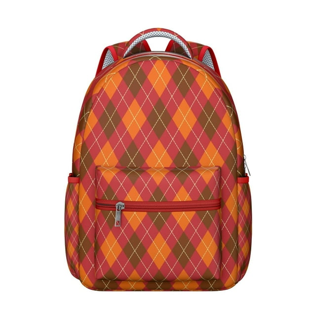 Classic Plaid Backpack Checkered Pattern and Moroccan Print Abstract Style School Bag for Student and Student