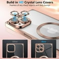 thumbnail image 3 of Magnetic Clear for iPhone 14 Case  for Women Girls Men, Luxury Plating Transparent Slim Shockproof MagSafe Case with Full Camera Lens Protector for iPhone 14 Phone Case (6.1'') -Pink, 3 of 13