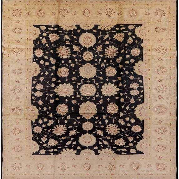 Ahgly Company Machine Washable Indoor Square Industrial Modern Bakers Brown Area Rugs, 4' Square