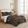thumbnail image 5 of Twin XL Quilt Set 68''x98'', Forest Deer Lightweight Summer Bedspread Coverlet Set with 2 Pillow Shams, Farmhouse Vintage River Elk Breathable All Season Quilt Bedding for Dorm/Guest Room, 5 of 9