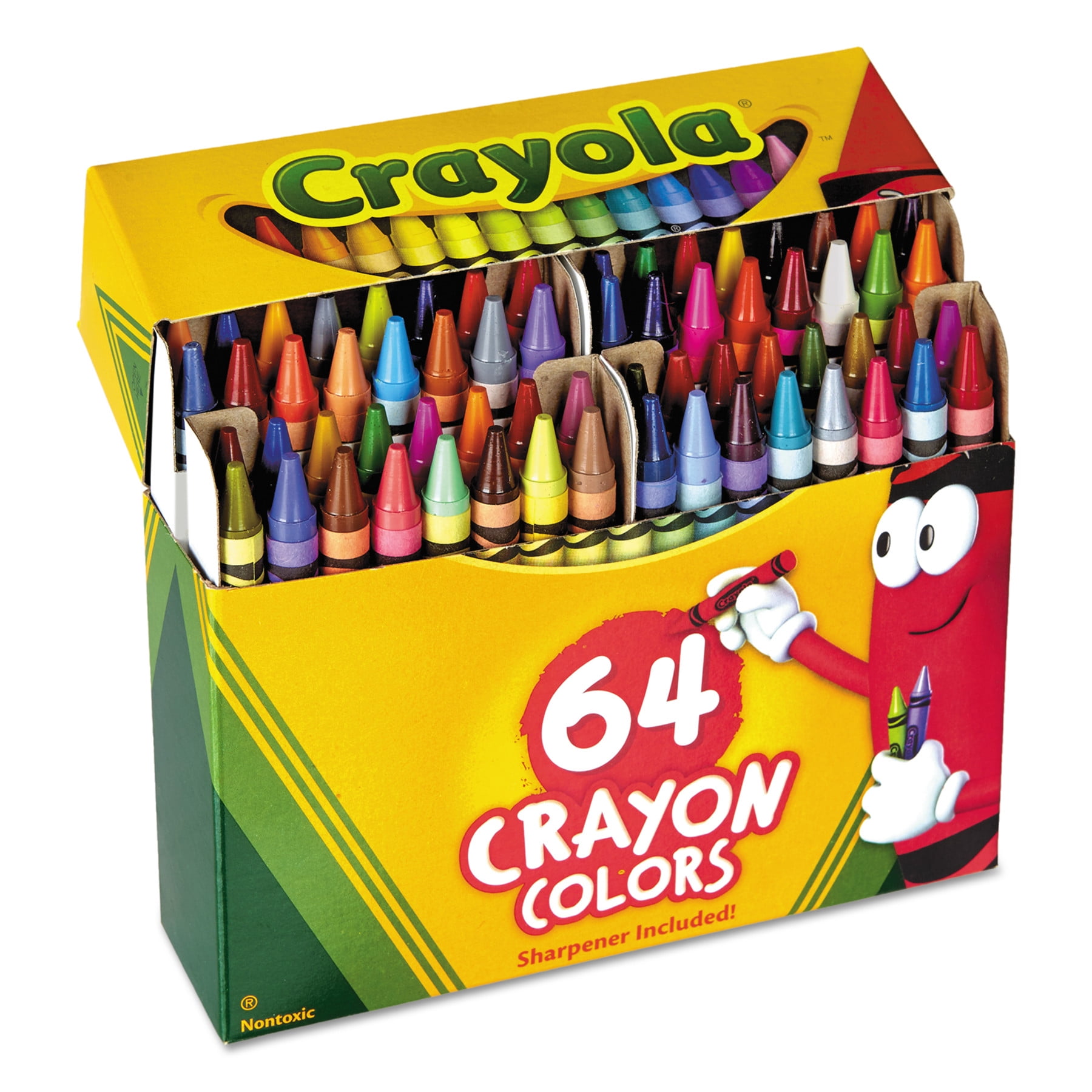 Crayola Crayons Box with Built-In Sharpener, 4 Sizes, 64 Count