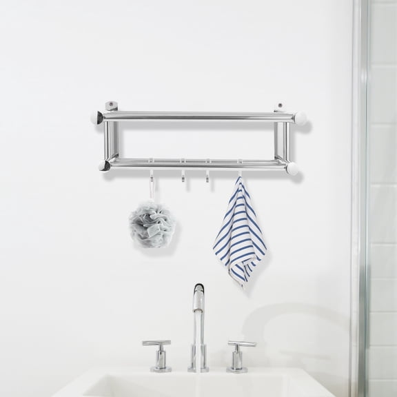 PAMINGONO Wall Mounted Stainless Steel Shower Towel Rack Organizer, 1 Pack Bathroom Storage Shelf