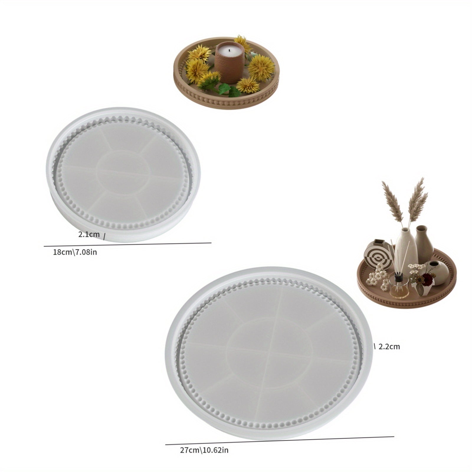 2PCS Round Bubble Bead Tray Resin Mold Set - Make Beautiful Epoxy Resin Storage Trays and Home Decorations with this Silicone Mold Set!