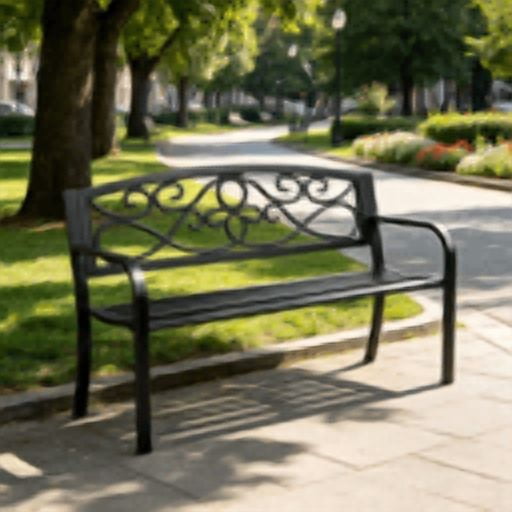 50" Metal Outdoor Bench with Backrest & Armrests, 550 lbs Load Capacity, for Garden, Patio & Front Porch