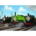 thumbnail image 4 of Telón de fondo con temática de tren de Thomas para niño, cartel de vinilo con temática de cumpleaños, tren de juguete y amigo, accesorios de fotografía para Baby Shower（W-532 250X180cm, 4 of 5