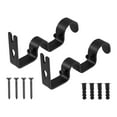 thumbnail image 2 of 2pcs Double Curtain Rod Holder Curtain Double Rod Brackets Curtain Accessories for for Living Room Bedroom (Black), 2 of 6