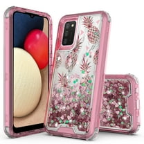 Samsung Galaxy A52 Case, Rosebono 3in1 Hybird Graphic Gradient Quicksand Glitter Liquid Floating with Frame Bumper Protective Armor Case Samsung Galaxy A52 (Marble Pineapple)