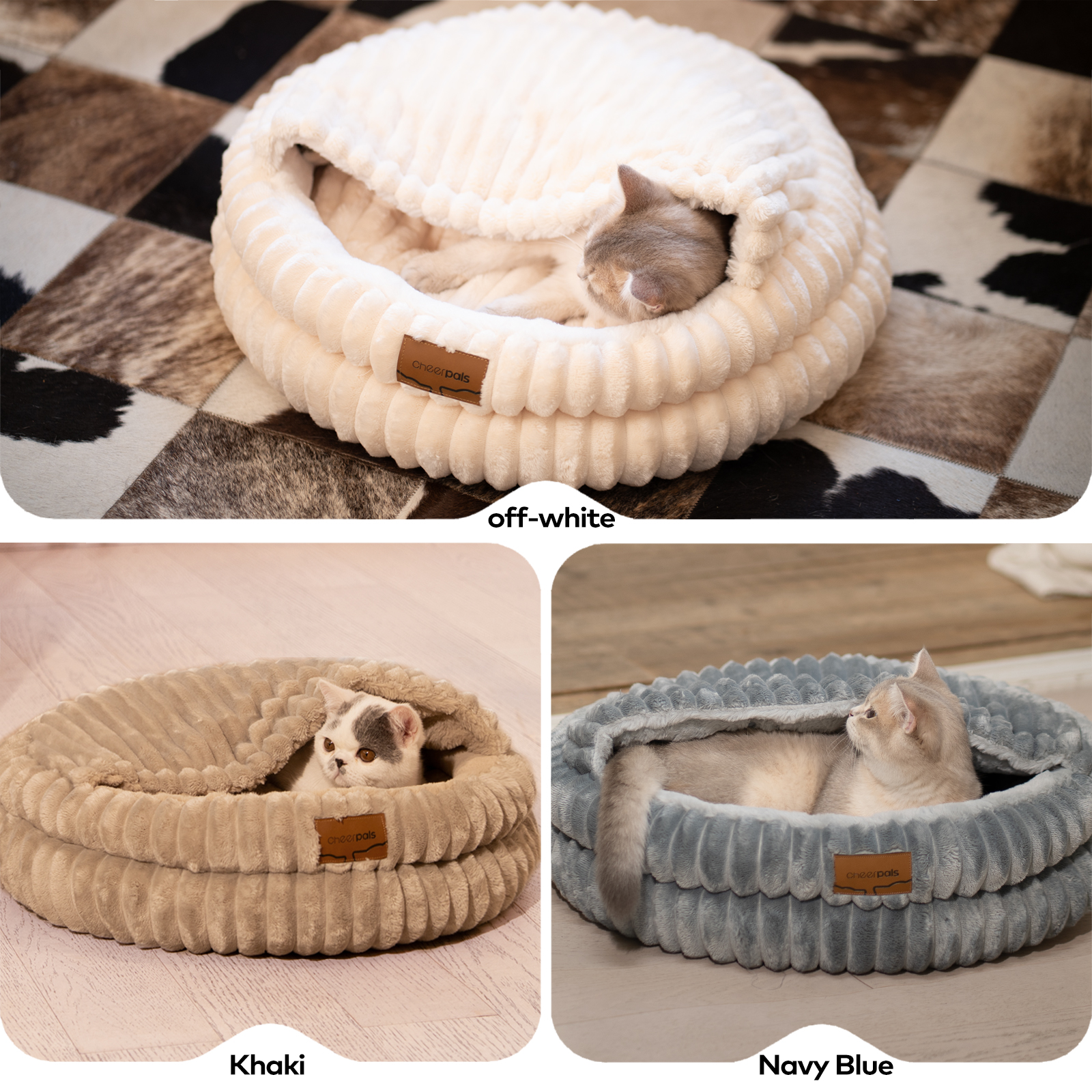 CheerPals Pet Cave, 20in Fluffy Soft Covered Cat Bed for Indoor Kitty Puppy(White)