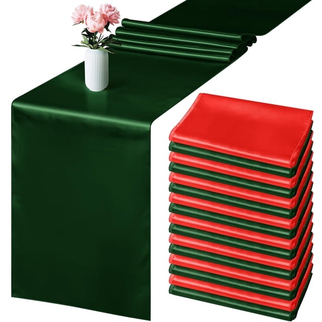 Camino de mesa Aneco Christmas Satin 30 x 275 cm rojo/negro/verde