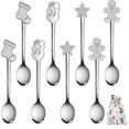 thumbnail image 1 of Stainless Steel Spoons Set Coffee Dessert Teaspoons Christmas Metal Spoons Set 8 Pieces, 1 of 5