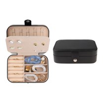 Unique Bargains Jewelry Box Small PU Leather Jewelry Organizer Case Storage Display Holder Black