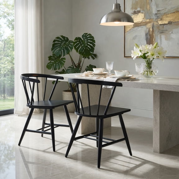 GVN Set of 2 Mid-Century Modern Kitchen Chair, Dinner Chairs for Dining Room, Kicthen, Living Room, Black
