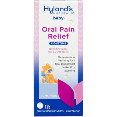 Hyland's Baby Oral Pain Relief Nighttime with Chamomile, 125 Quick-Dissolve Tablets for Infant Oral Care