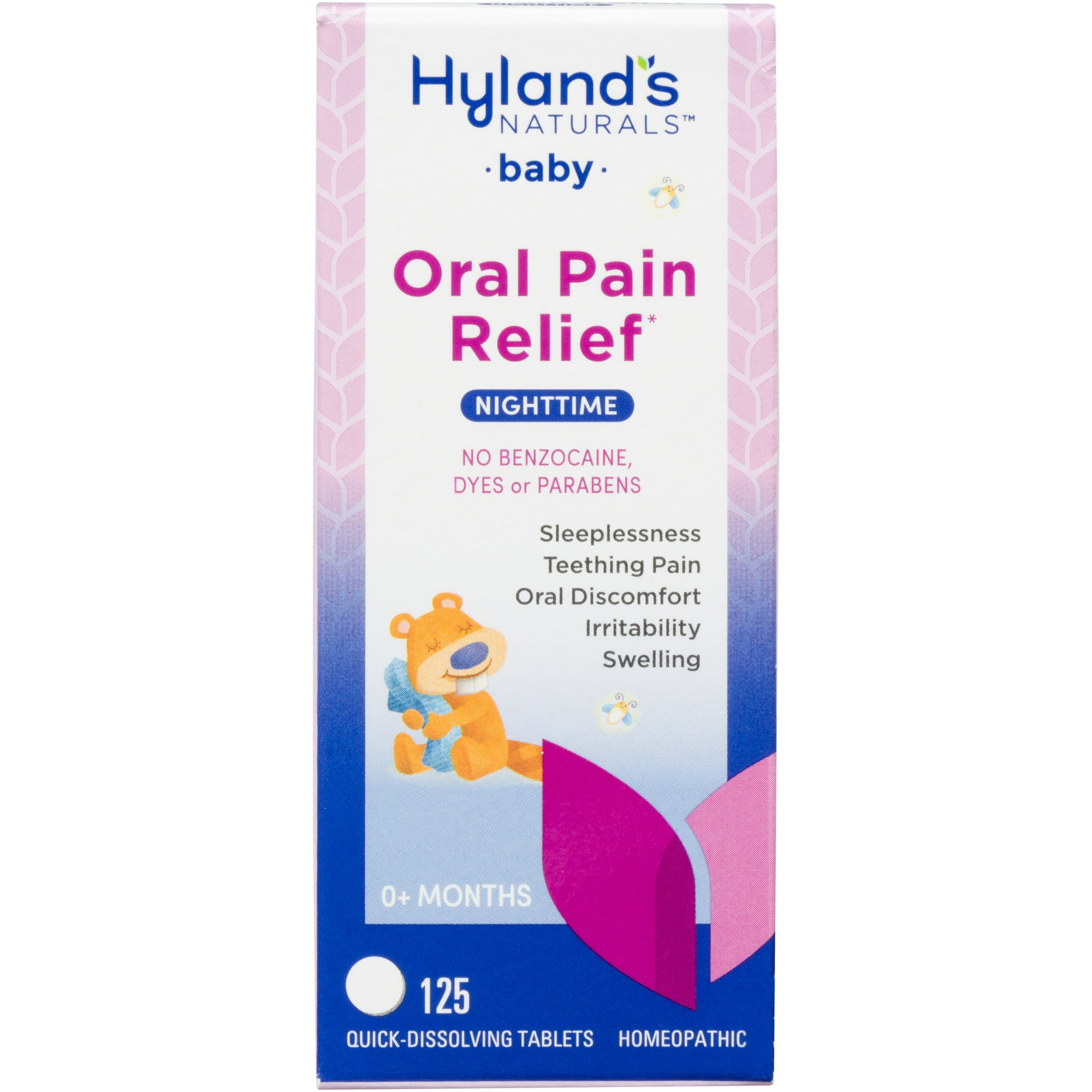 Hyland's Baby Oral Pain Relief Nighttime with Chamomile, 125 Quick-Dissolve Tablets