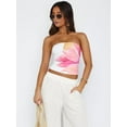 thumbnail image 3 of Cute Strapless Tube Tops for Women Y2K Floral Bandeau Crop Top Teen Girls 2025 Summer Trendy Going Out Tops White M, 3 of 5