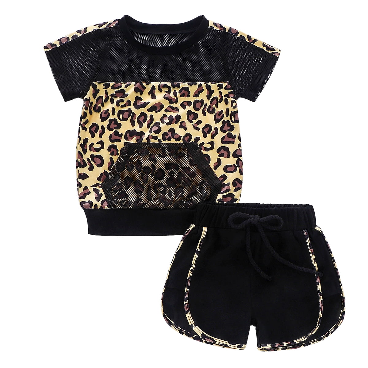 Girl Two-piece Sportswear Leopard Print 