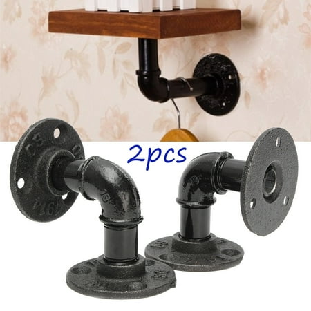 - 2Pcs 80mm Country Style Pipe Shelf Vintage Bracket Industrial Steampunk Holder
