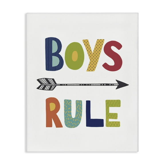 Stupell Industries Boys Rule with Arrow Typography Painting Gallery Wrapped Canvas Art Print Wall Art, 16 x 20