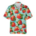 thumbnail image 2 of Camisa hawaiana con estampado 3D de fresa y kiwi para hombre, camisa hawaiana de verano con frutas tropicales, blusa de manga corta con botones para playa, 2 of 4