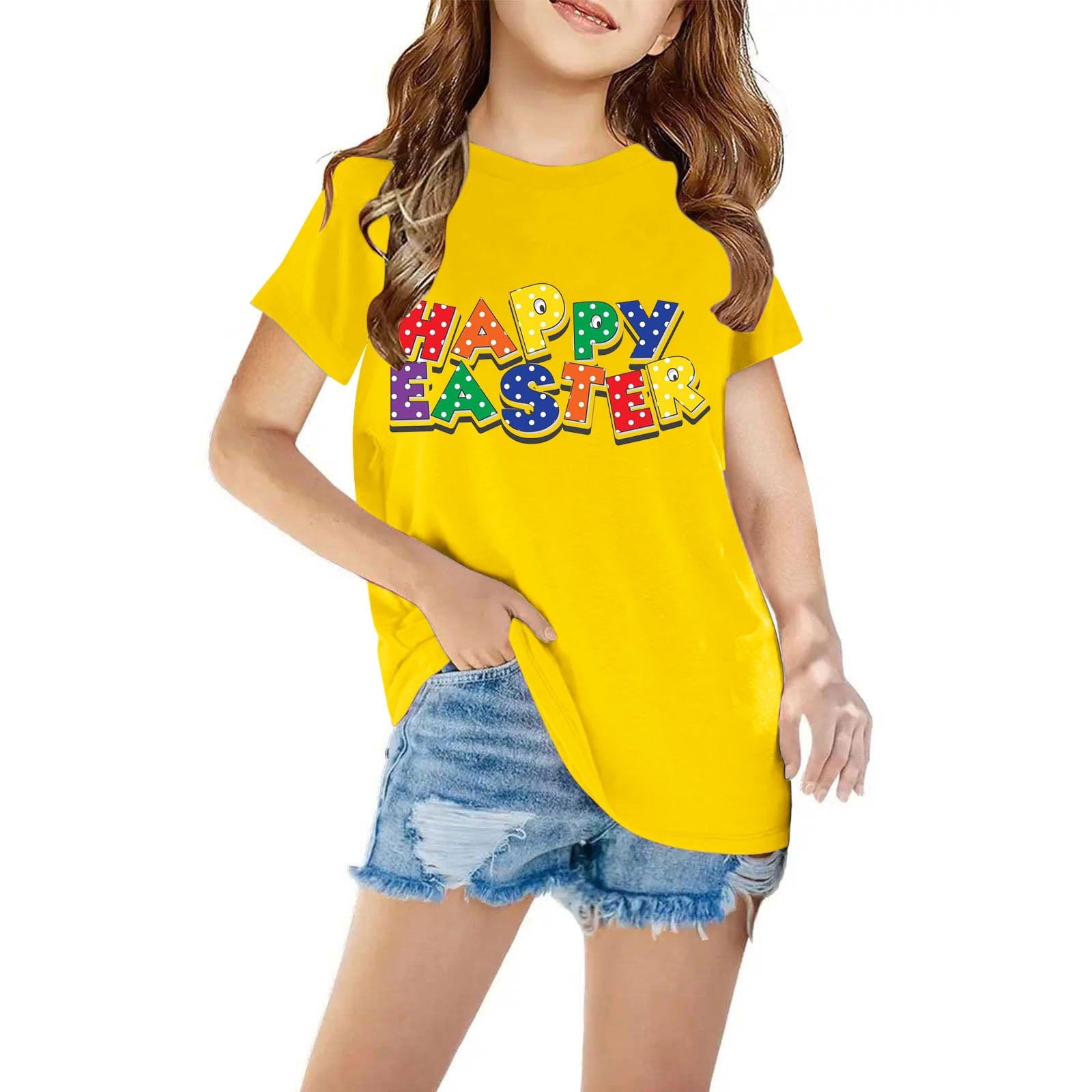 Sdnall Shirts For Kids Short Sleeve Graphic T Shirt Round Neck Crop Top For 3 14 Years Girls And Boy T Shirt Tee Orange