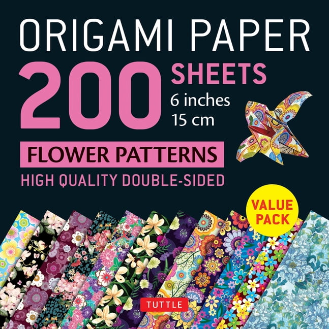 Pack Japanese Origami Papers Floral Holiday Craft Double Sided Print 15 x 15 cm 