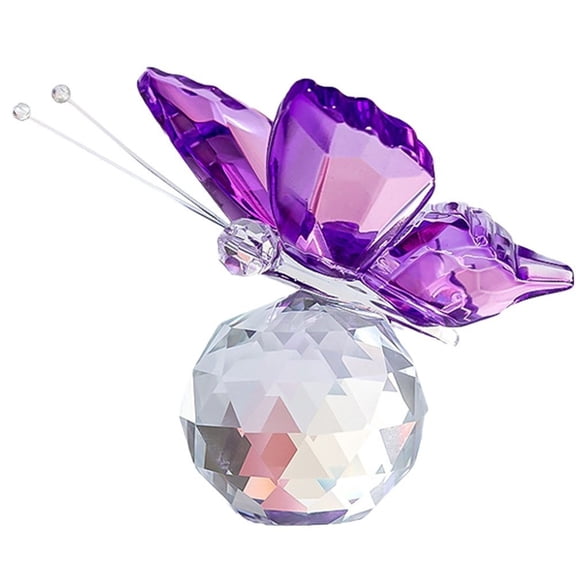 Jiibva Cute Crystal Butterfly Figurine Crafts Cut Glass Ornament Statue Butterfly Animal Statue for Home Desk Decor Souvenir Gifts