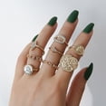 thumbnail image 4 of Womens Gold Plated Ring Set 8 Piece Exaggerated Irregular Full Diamond Two Tone Design Geometric Alloy Rings Collection, 4 of 6