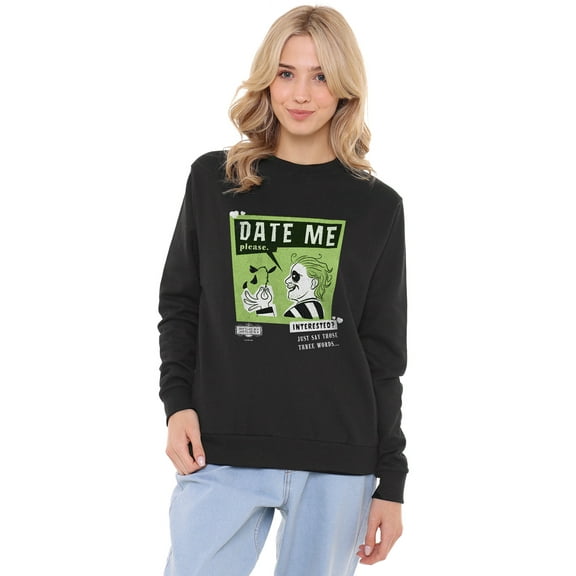 Beetlejuice Beetlejuice Date Me Women's Crew Sweatshirt, Black, X-Large