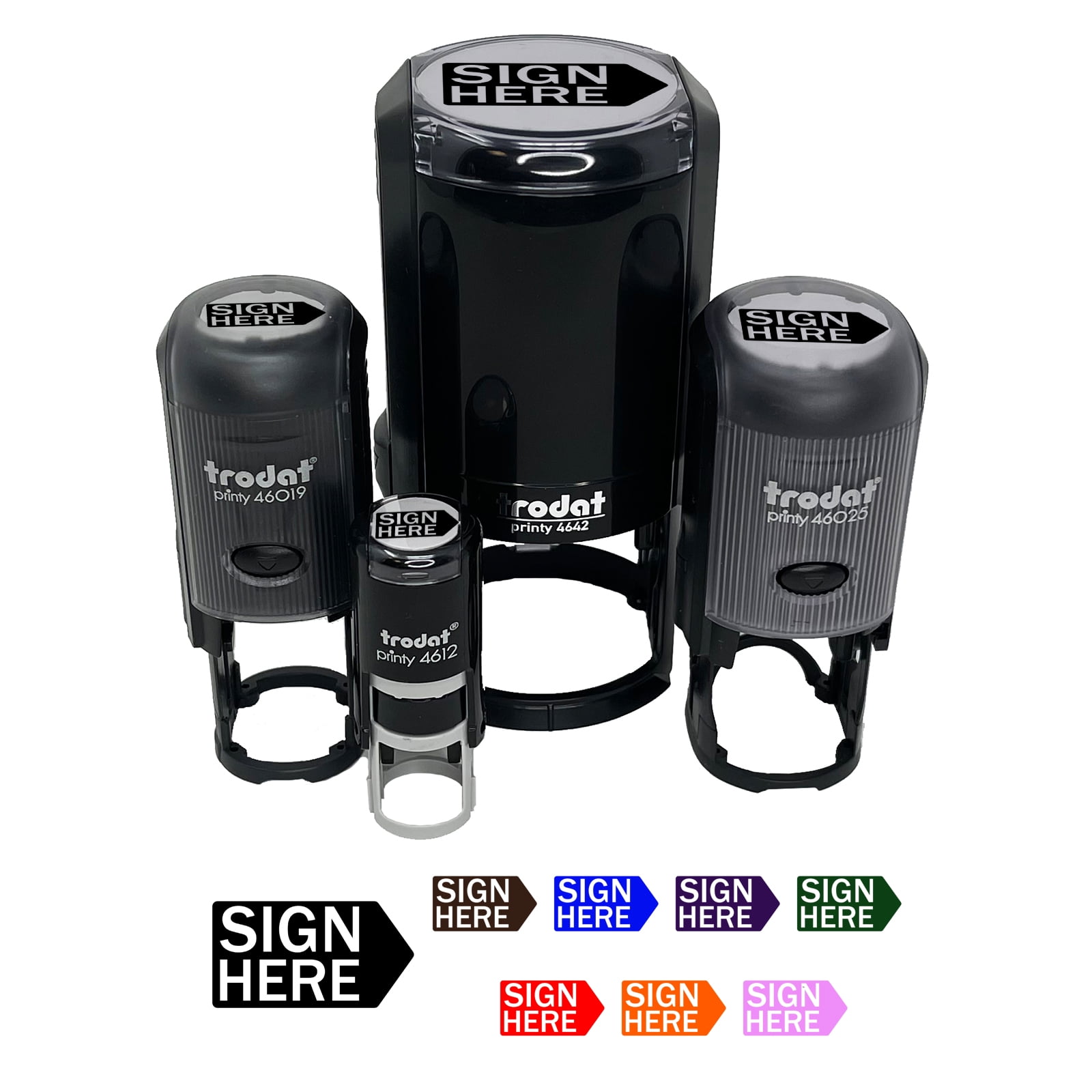 Sign Here Self-Inking Rubber Stamp Ink Stamper - Fuchsia Ink - Medium 1 Inch