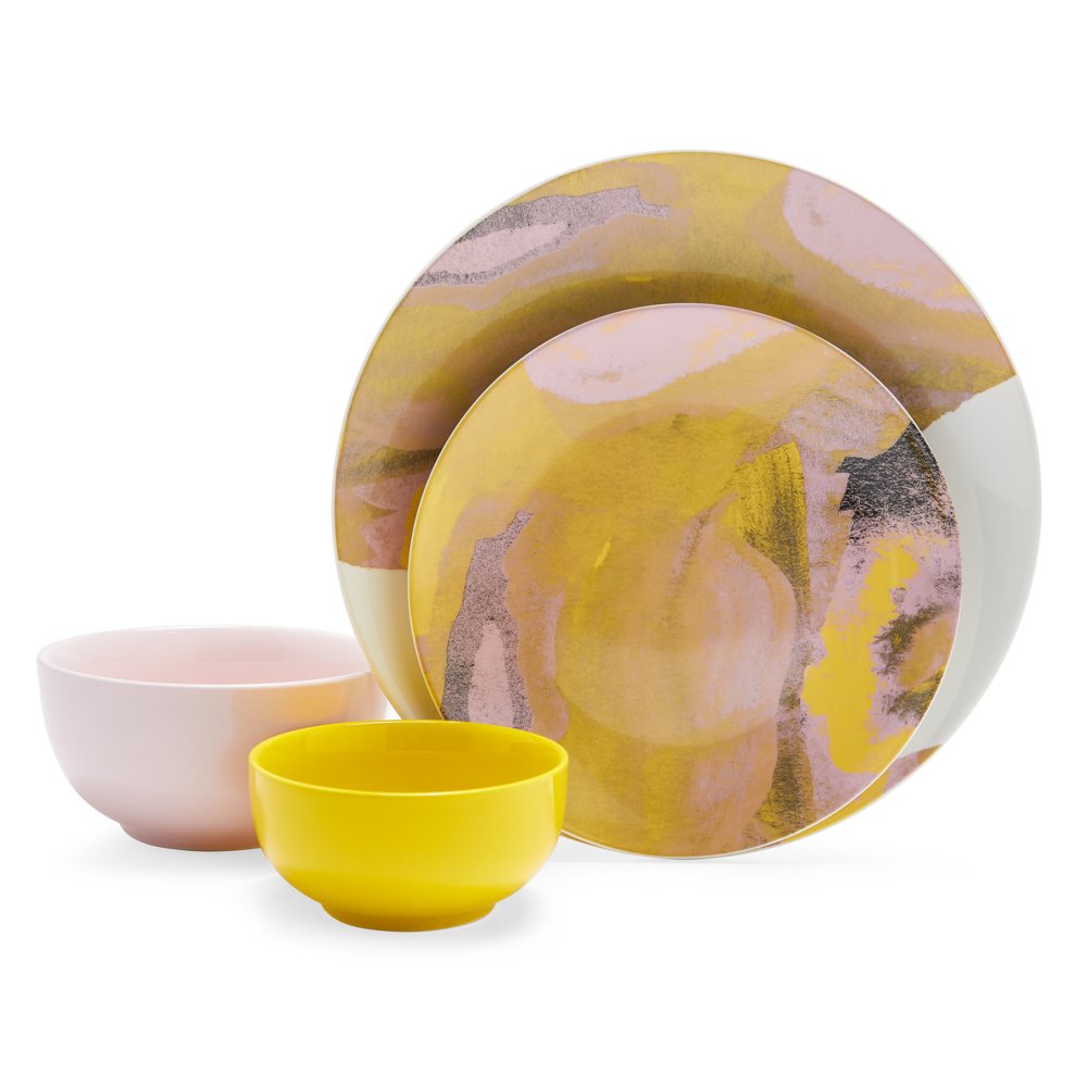 Vintage Marble 16 Piece Dinnerware Set, Jamaican Yellow by Drew