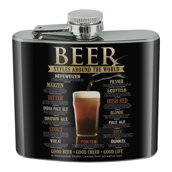 Beer Styles Around the World Good Cheer Life Stainless Steel 5oz Hip Drink Kidney Flask