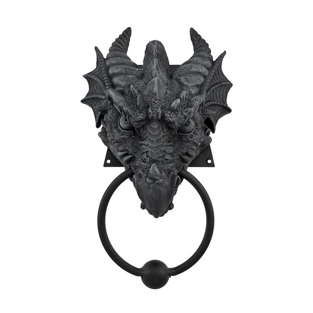 Pacific Giftware Figura decorativa de resina con aldaba de puerta de dragón gárgola de 9,25 pulgadas