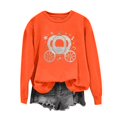 thumbnail image 5 of Arlun Halloween Funny Sweatshirt for Women Sequin Pumpkin Cart Graphic Printed Pullover Tops Long Sleeve Hoodless Shirt Casual Fall Fashion Sweatshirts for Everyday Wear Orange S, 5 of 6