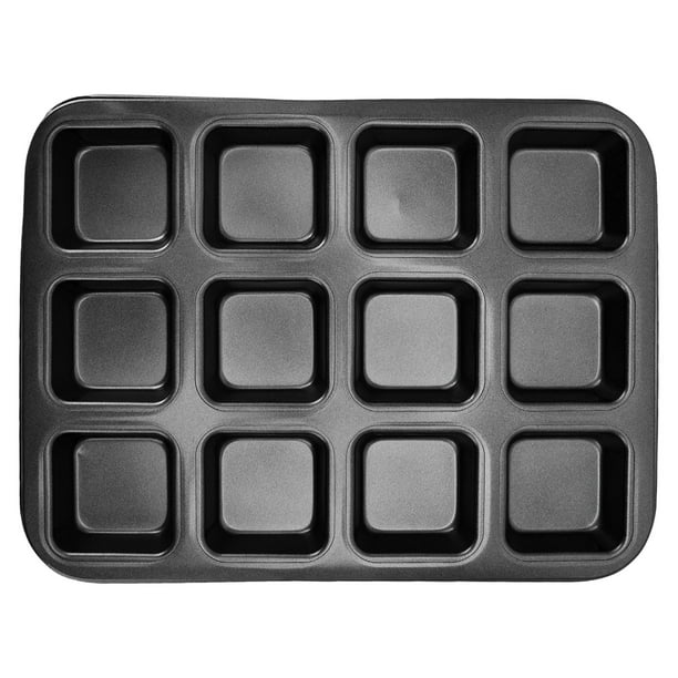 Molde para hornear Brownie ANGGREK Mini molde para pasteles de acero al carbono 12 cavidades