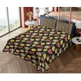 thumbnail image 4 of Ambesonne Emoji Fitted & Top Sheet Set with Shams, Cartoon Monkey Smiling Faces, Brown Scarlet and Yellow, 4 of 5