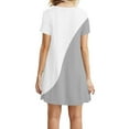 thumbnail image 5 of QLEICOM Women's Casual Color-Blocking Simple T-Shirt Loose Dress Summer Short Sleeve T Shirt Dresses Gray S(US Size: 4, 5 of 5