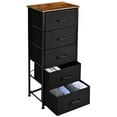 thumbnail image 1 of SortWise Tall Dresser with 5 Drawers, Vertical Bedside End Table & Chest for Bedroom, Storage Tower Dorm Nightstand Organizer Unit with Metal Frame, Wood Top and Fabric Drawers, 1 of 7