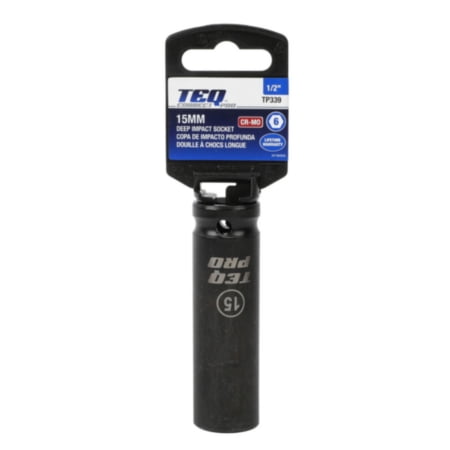 TEQ Correct Professional Impact Socket, Deep, Metric, 15mm, 1/2' Drive