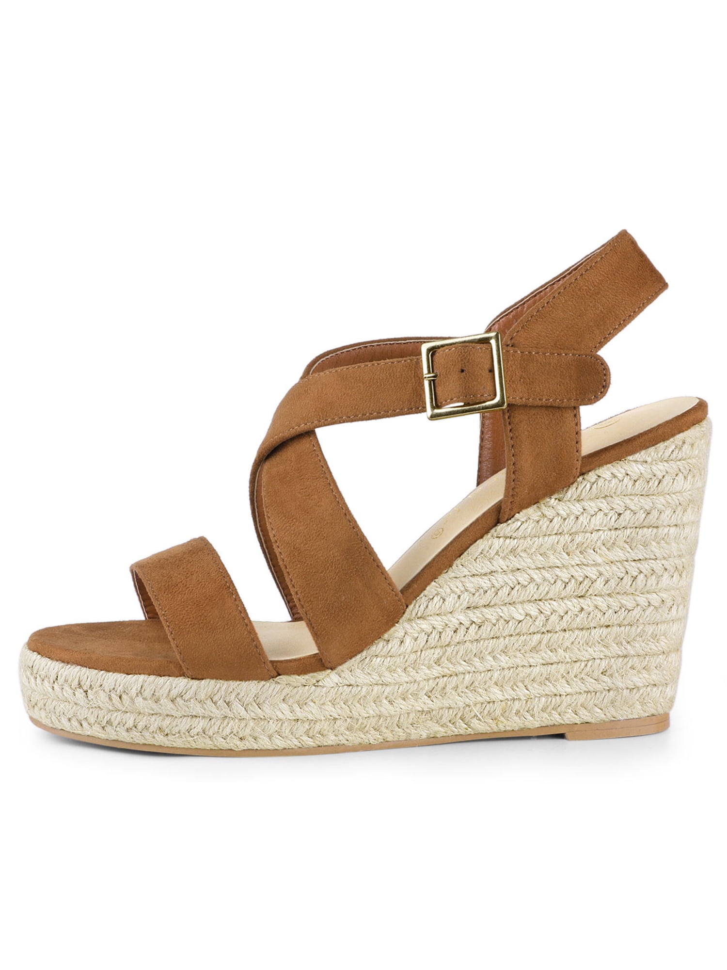 DARING DIVA Women's Stylish Espadrilles Platform Slingback Wedges Sandals Brown 9