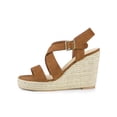 thumbnail image 6 of BLISSFUL STEP Women's Shoes Crisscross Ankle Strap Espadrille Wedge Sandals Brown 7.5, 6 of 8