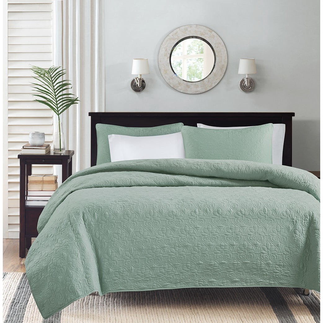 Madison Park King/Cal King Quebec 3-Piece Reversible Quilt Set, Seafoam