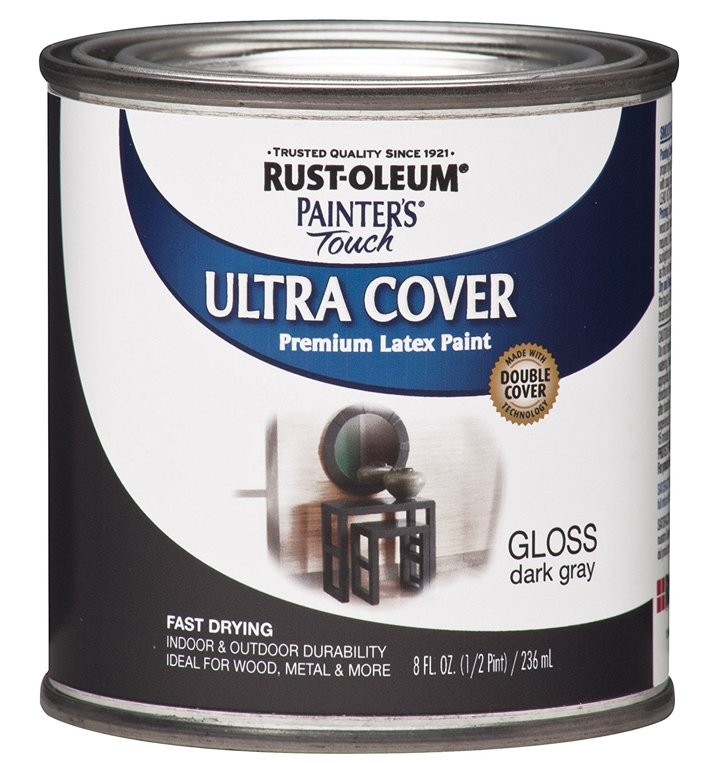 RustOleum 1986730 Painters Touch Latex, Half Pint, Dark Gray, Use for