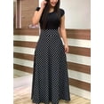 thumbnail image 4 of 2023 European and American style flower print color matching short sleeved dress for women's large swing skirt, 4 of 5