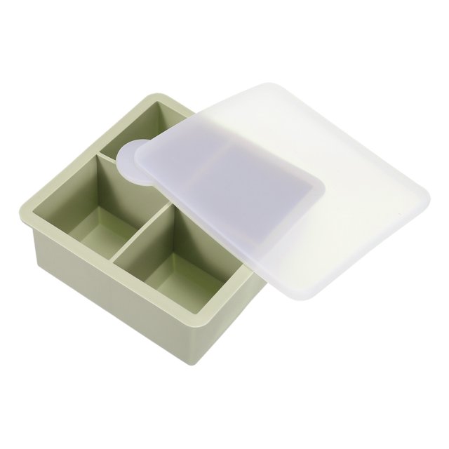 Unique Bargains Ice Cube Mold 4x2 Inch Ice Cube Tray with Lid for Cocktail, Juice, Homemade Drink(Green)